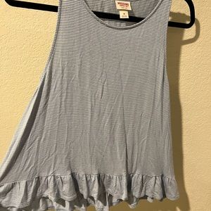 Mossimo Gray Stripe Sleeveless Ruffle Drop Waist Tank Tip Shirt Size Medium